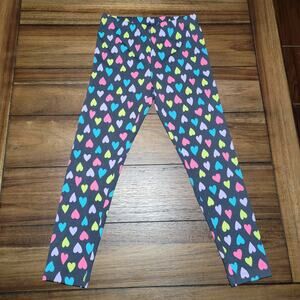BCG Girls Black Leggings w/ Hearts - Size Medium (8-10)